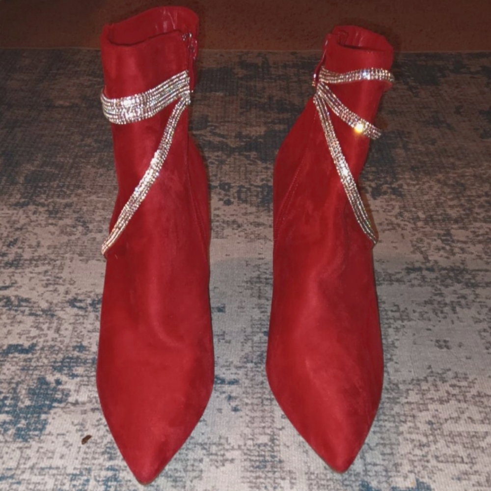 Charlotte Russe red booties size 10